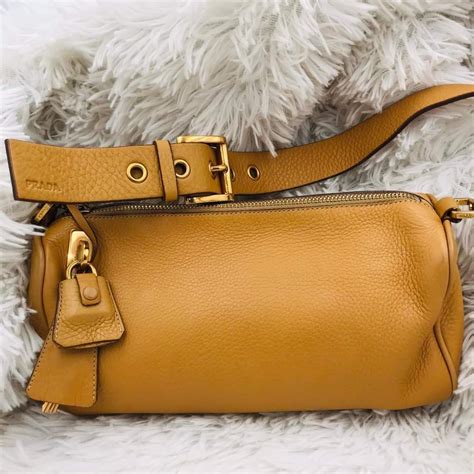 prada yellow leather bag|authentic Prada leather bag.